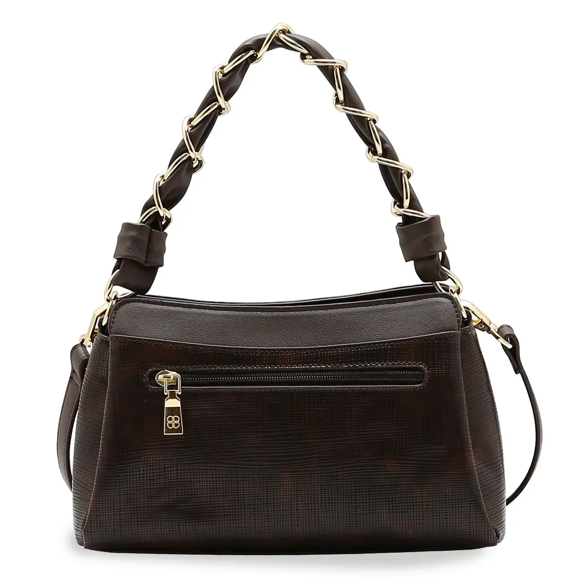 Bolsa Chenson feminina cor café vista traseira com bolso zíper